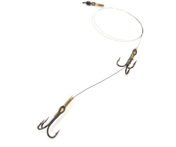 size 4 single Barbless Twin Hook Pike rig wire Trace   Deadbait 
