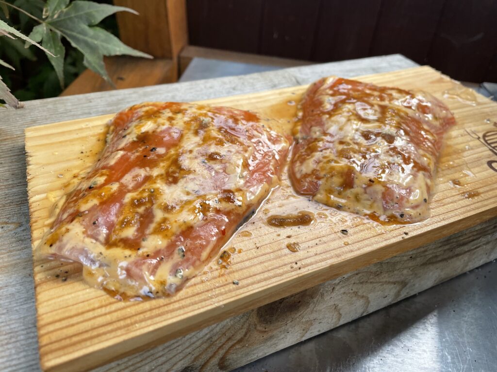 Trout Fillets on a cedar plank