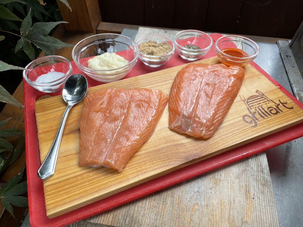 Ingredients for cedar plank trout