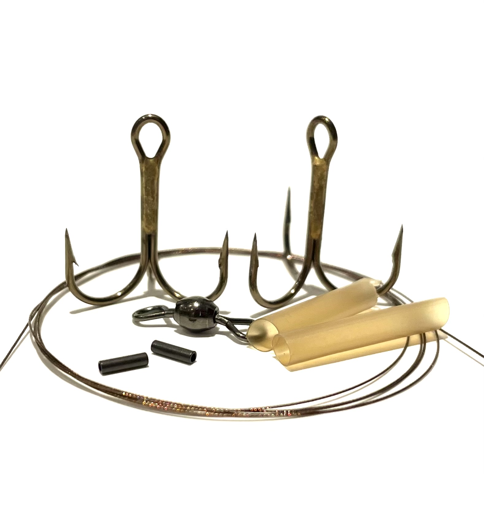 5-Wire Trace 40lb Pike Fishing Dead Bait Rig – Size 4 Barbed Hooks – Black